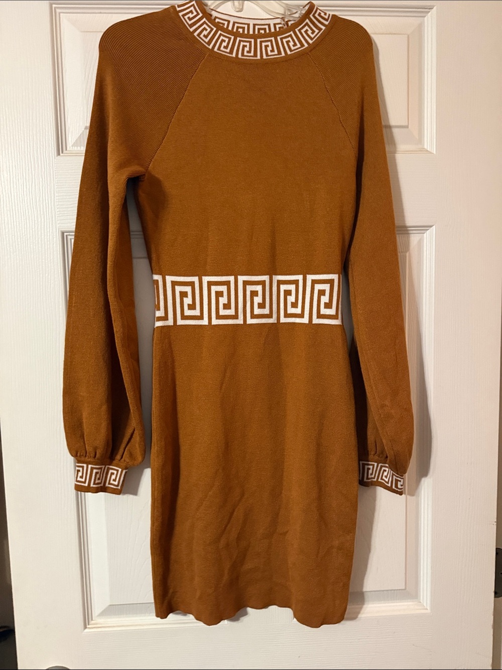 NWT Fashion Nova Like You Mean It Greek Key Meander Pattern Knit Sweater Dress L